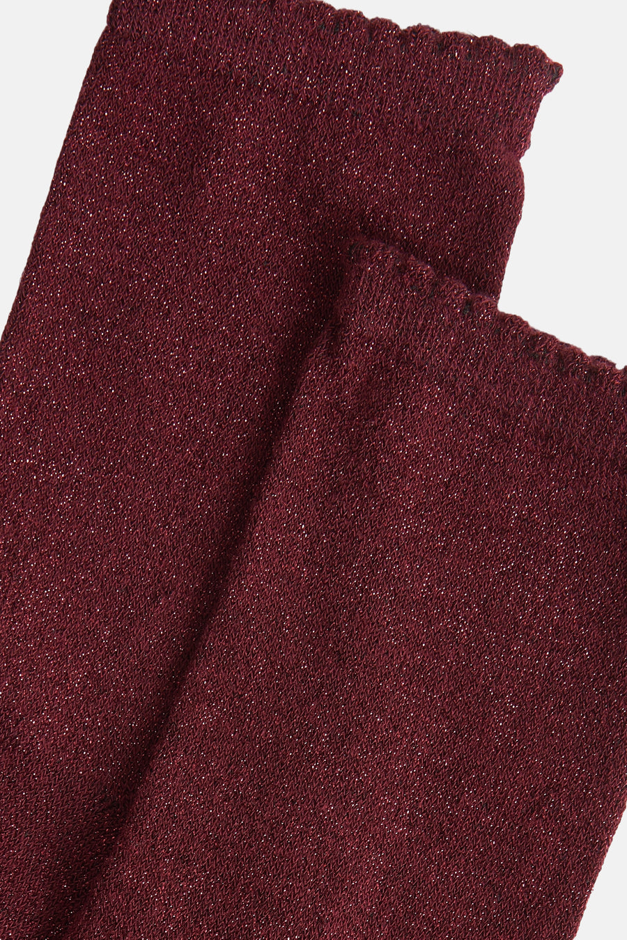 Rode sokken van PIECES® met glitters en een gehaakte rand.
