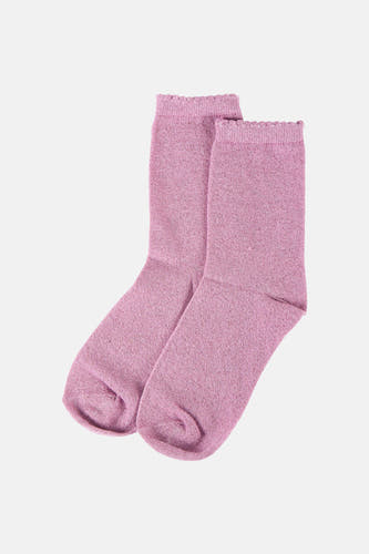 Chaussettes roses de PIECES®, avec une texture finement tissée et des paillettes subtiles.