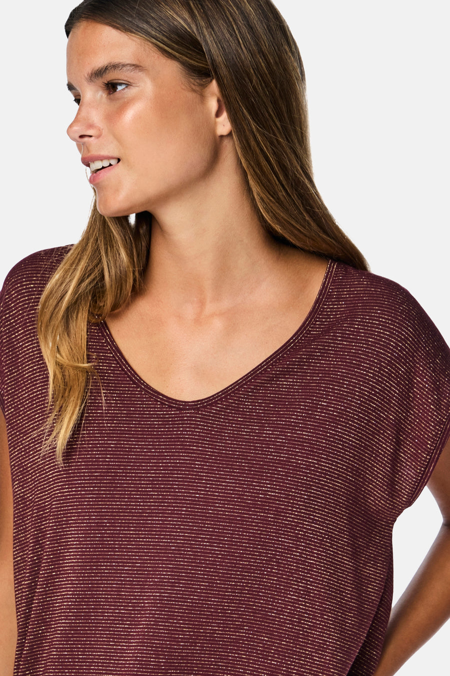 T-shirt met korte mouwen - Bordeaux - PIECES®