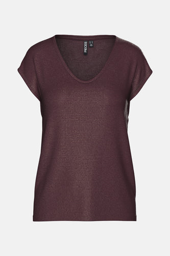 T-shirt met korte mouwen - Bordeaux - PIECES®