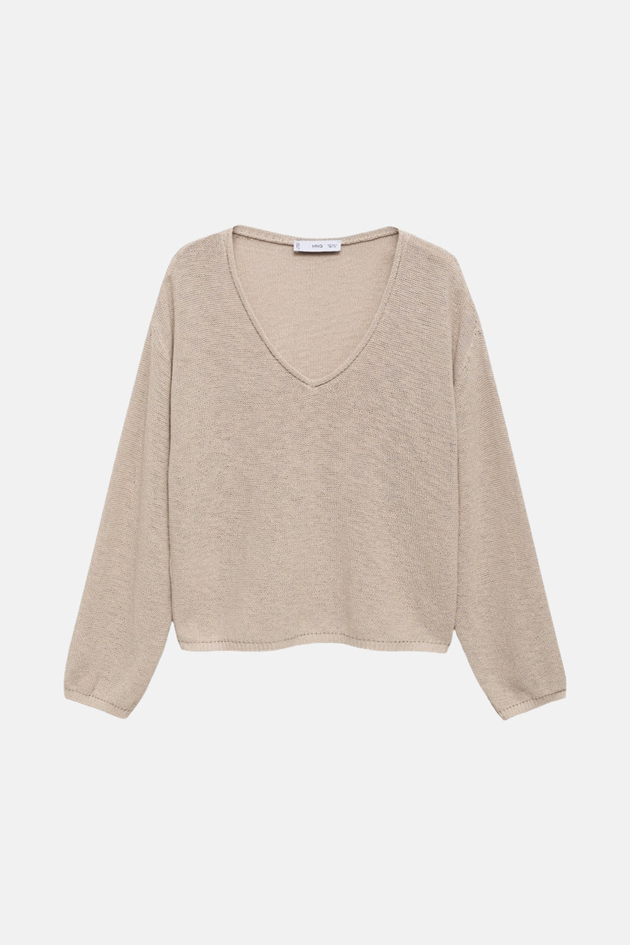 Pull à col en V - beige - MANGO