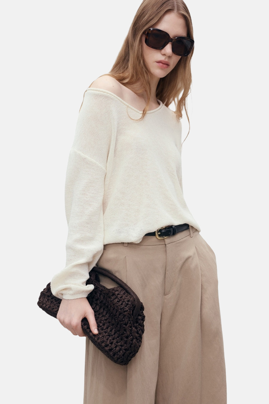 Pull met V-hals - wit - MANGO