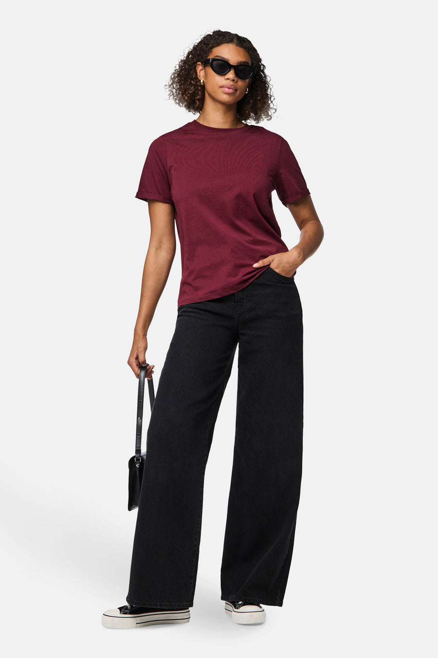 T-shirt met korte mouwen - Bordeaux - PIECES®