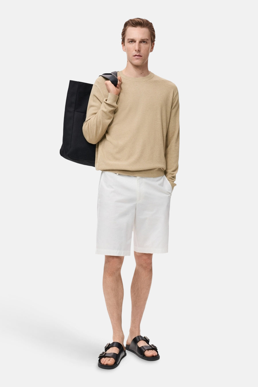 Pull met ronde hals - beige - MANGO