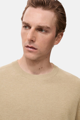 Pull met ronde hals - beige - MANGO