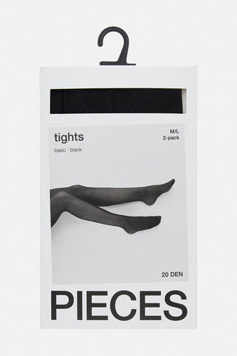 Panty noir de PIECES, taille M/L, 2-pack, avec une image de jambes portant la panty.