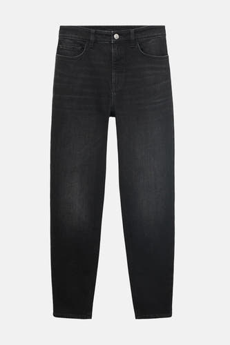 Donkergrijze mom jeans van MANGO, met zakken en een knoopsluiting.