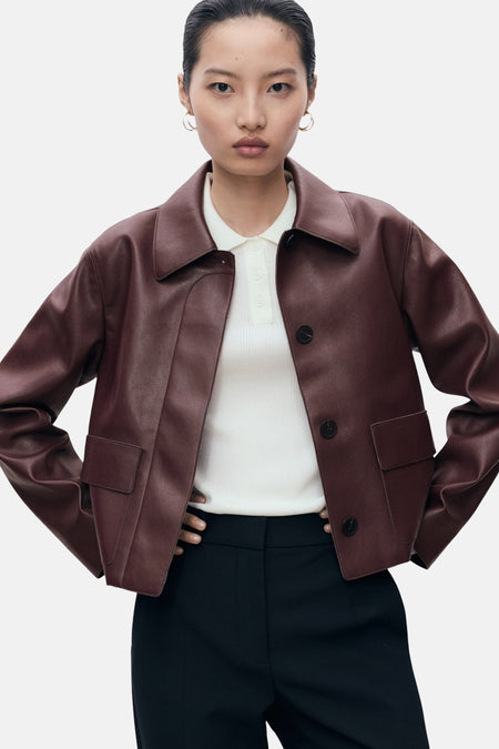 Veste courte bordeaux - MANGO