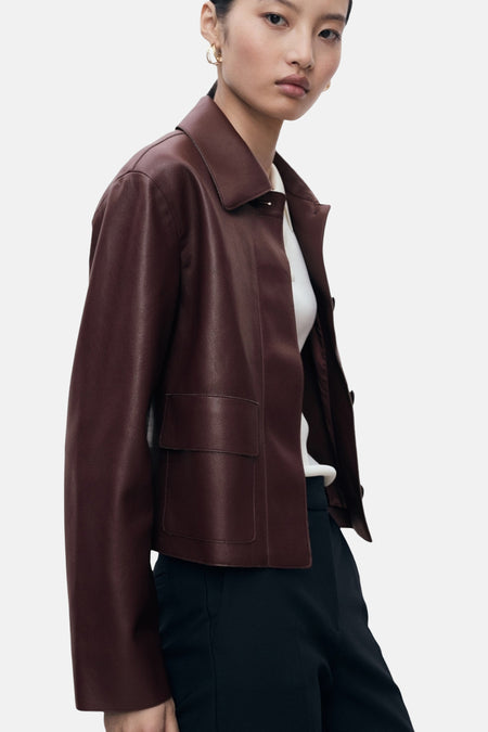 Veste courte bordeaux - MANGO