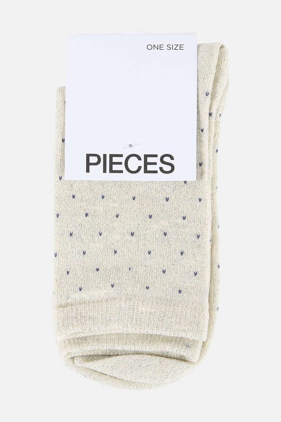 Chaussettes écru de PIECES, avec un motif à petits pois fin et une texture subtile.
