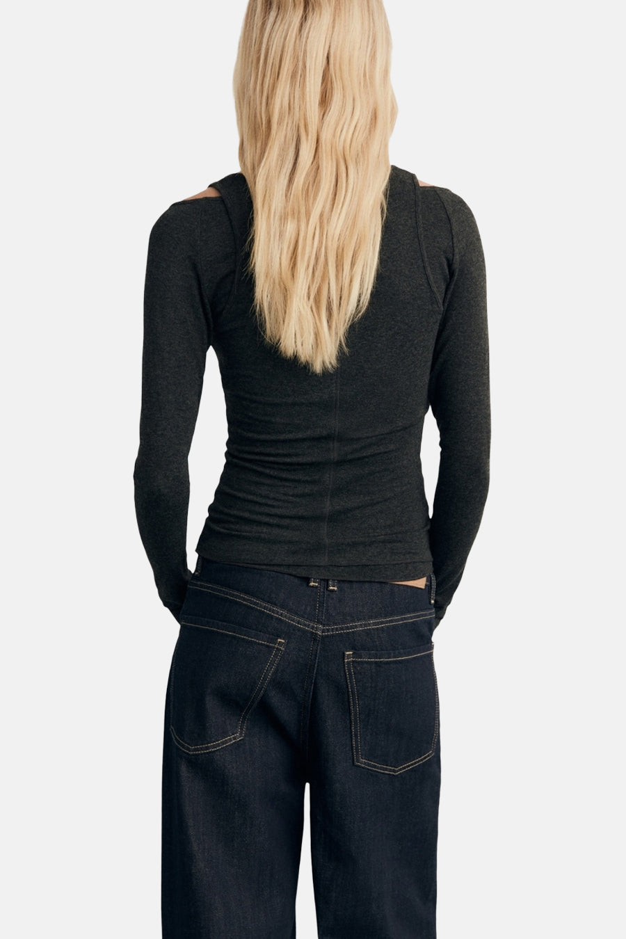 T-shirt met lange mouwen - grijs - MANGO