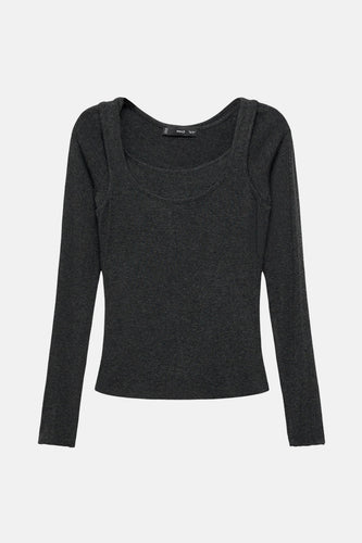 T-shirt met lange mouwen - grijs - MANGO