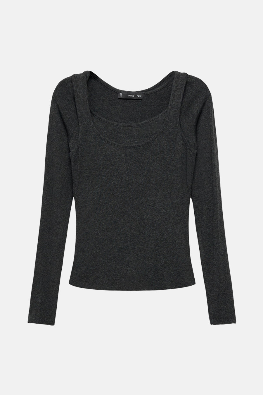 T-shirt met lange mouwen - grijs - MANGO