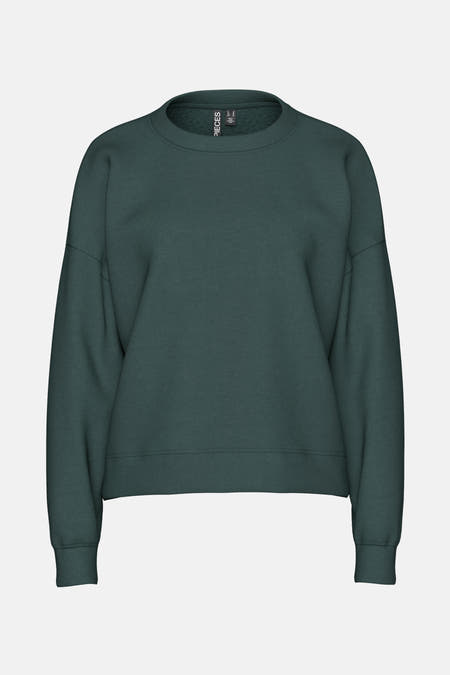 Groene sweater van PIECES® met lange mouwen en een ronde hals.