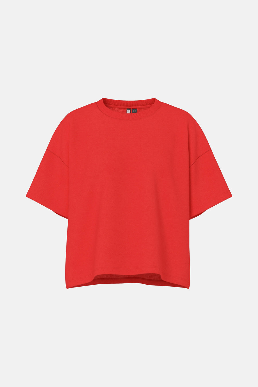 Rood T-shirt met korte mouwen van PIECES® tegen een witte achtergrond.