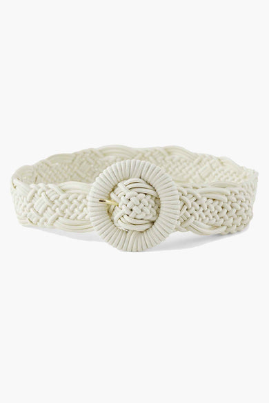 Beige riem van PIECES®, met gevlochten detail en ronde gesp.
