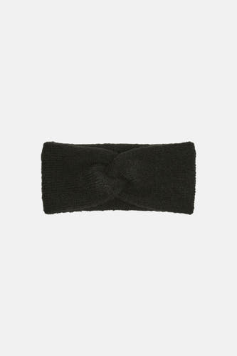 Zwarte oorwarmer van PIECES® met een gedraaide knoop in het midden.