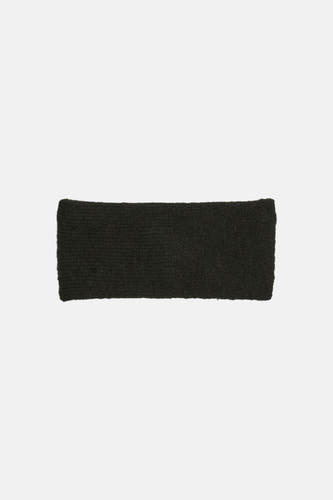Zwarte oorwarmer van PIECES®, met een gebreide textuur.