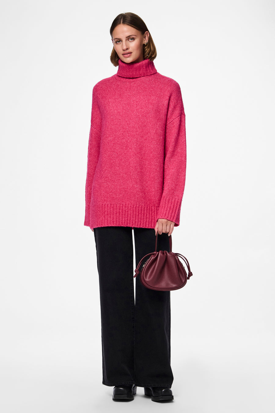Pull met rolkraag - roze
