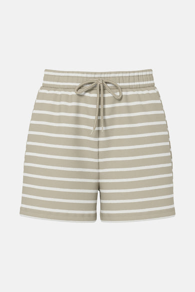 Beige short van PIECES met een gestreept patroon en een trekkoord in de taille.