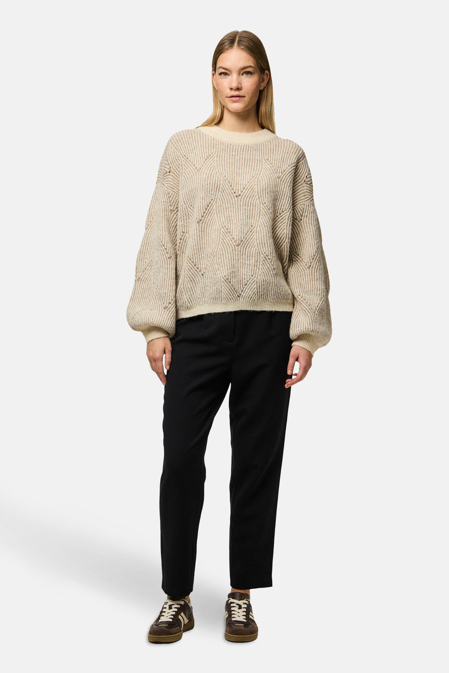 Pull met ronde hals - beige - PIECES®