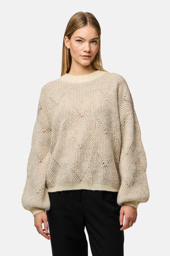 Pull met ronde hals - beige - PIECES®