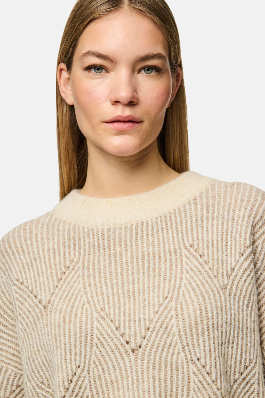 Pull met ronde hals - beige - PIECES®