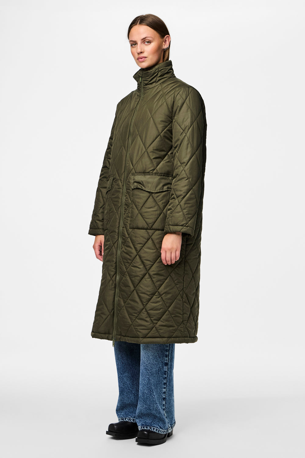 Lange jas Groen - PIECES®