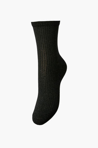Chaussettes noires de PIECES® avec structure en maille et subtils paillettes.