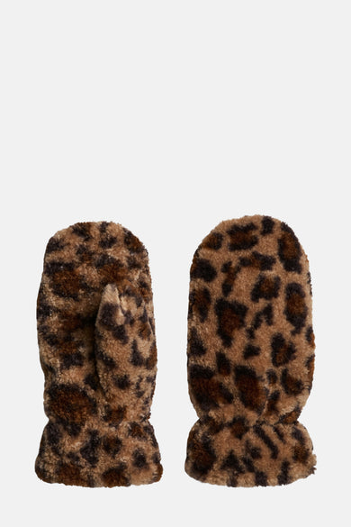 Chaussures de mains brunes PIECES® avec imprimé léopard et texture douce et veloutée.