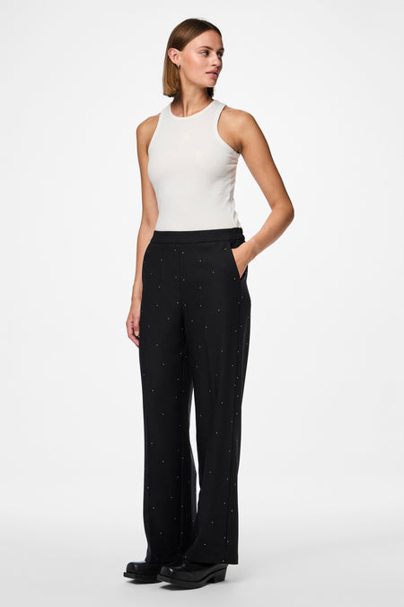 PCPEVA RHINESTONE HW WIDE PANTS