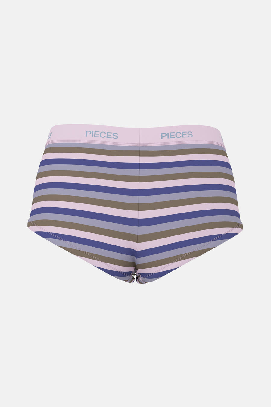 Multikleurige shorty van PIECES, met een gestreept patroon in roze, blauw, grijs en kaki.