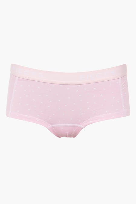 Roze shorty van Pieces met witte stippen en een elastische tailleband.