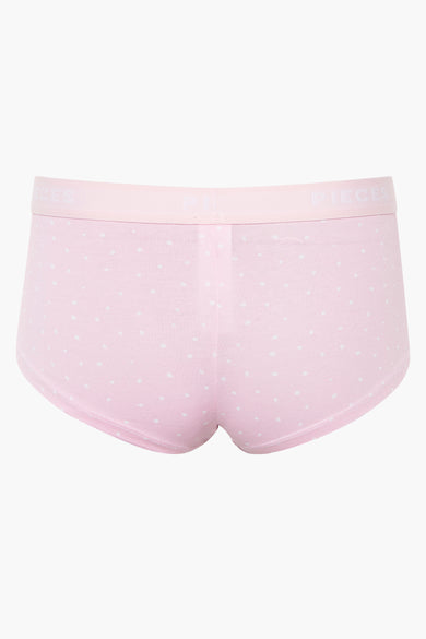Roze shorty van Pieces met een subtiel stippenpatroon.
