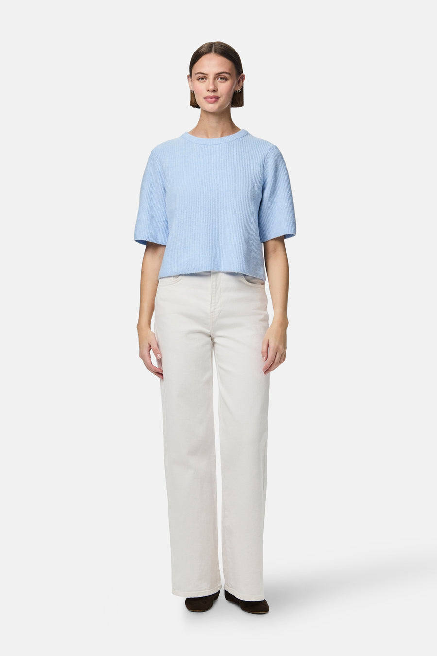 Pull à col rond - Bleu clair - PIECES®