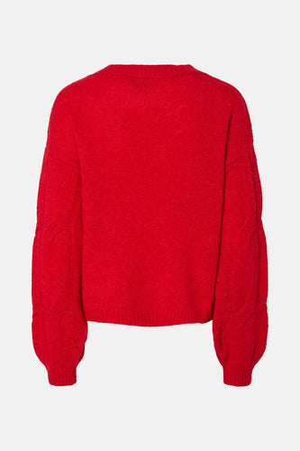 Pull met ronde hals - rood - PIECES®