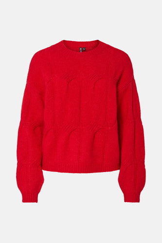 Pull met ronde hals - rood - PIECES®