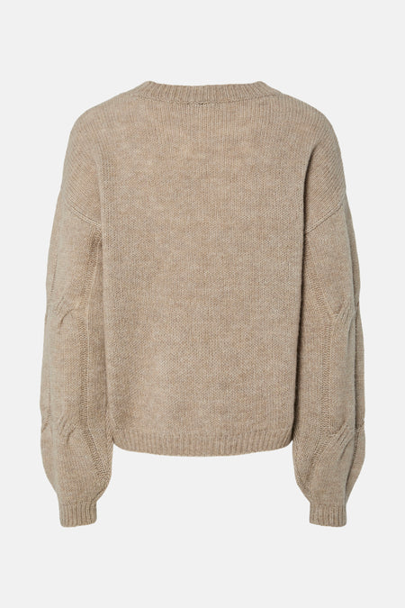 Pull met ronde hals - beige