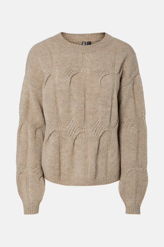 Pull met ronde hals - beige - PIECES®