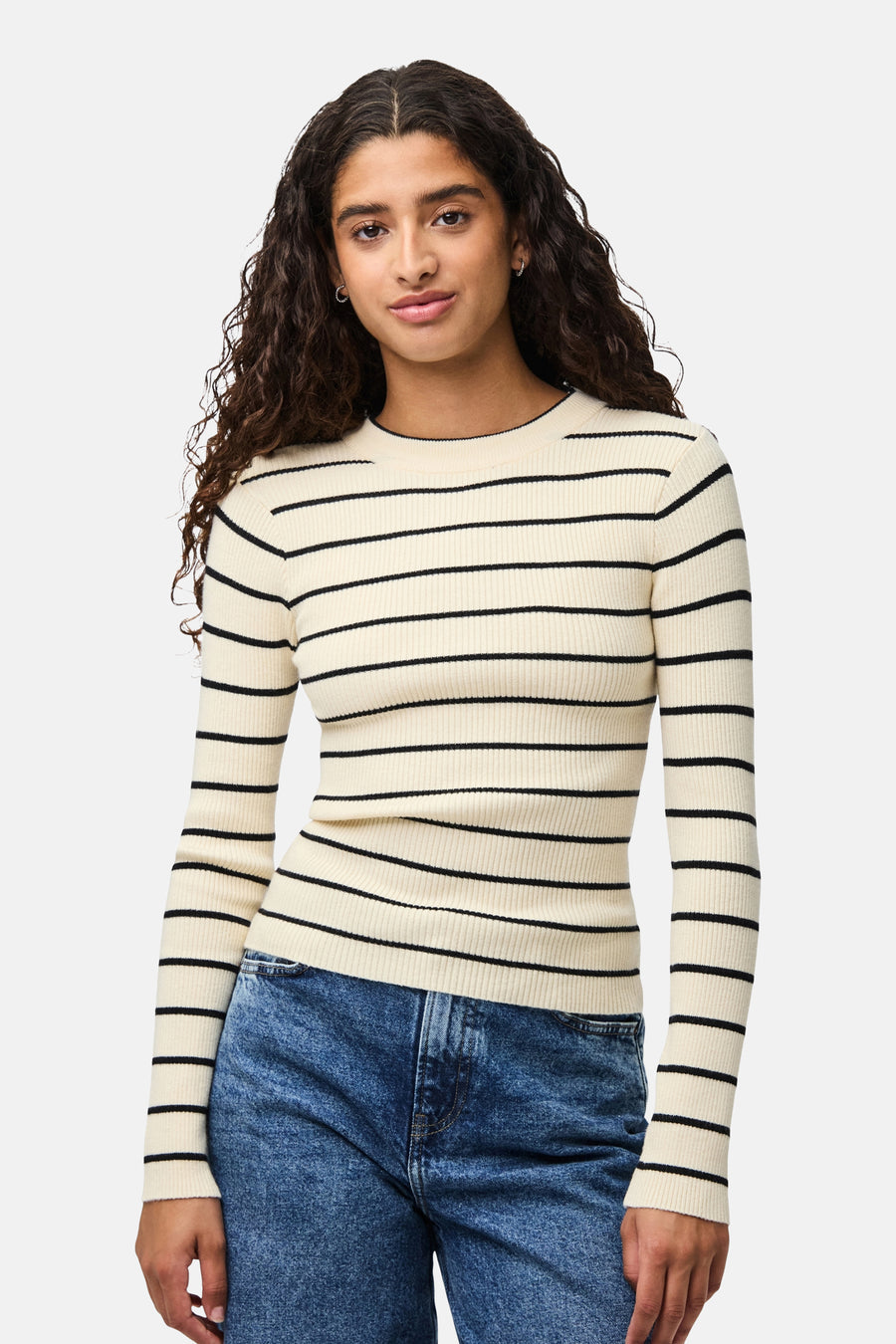 Pull met ronde hals - beige - PIECES®