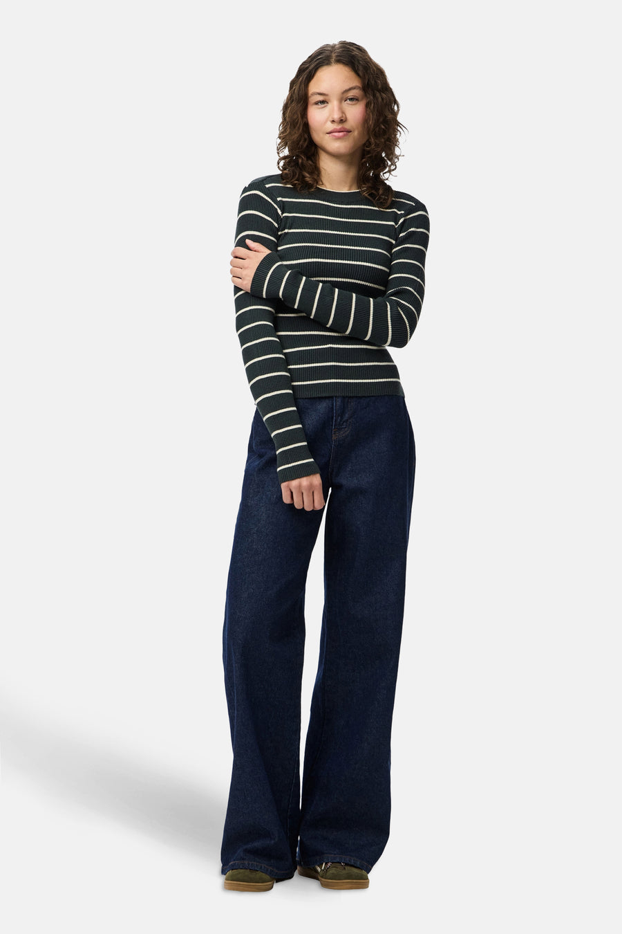 Pull met ronde hals - groen - PIECES®