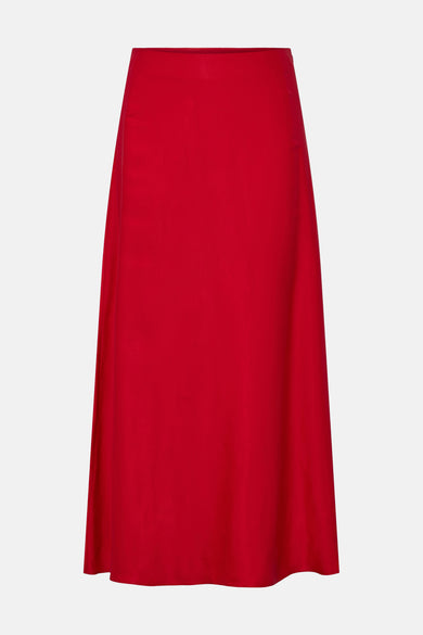 Rode lange rok van PIECES®, effen kleur en A-lijn model.