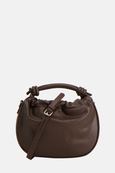 Sac à main brun de PIECES®, avec un anses en détail d'un nœud et une bandoulière ajustable avec boucle.