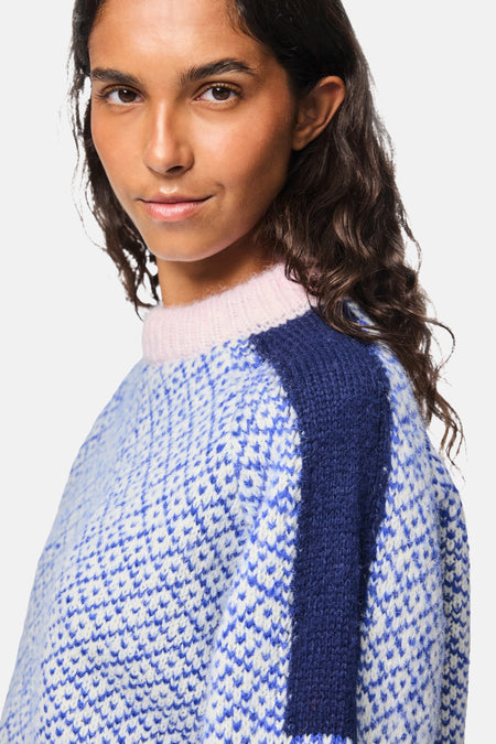 Trui met ronde hals blauw - PIECES®