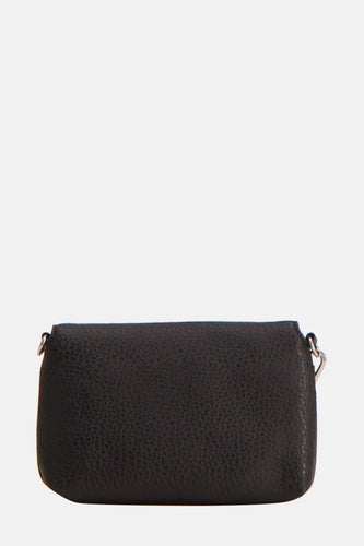 Zwarte lederen schoudertas.