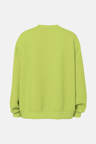 Groene sweater met ronde hals van PIECES®, gezien vanaf de achterkant, met lange mouwen en ribgebreide boorden.