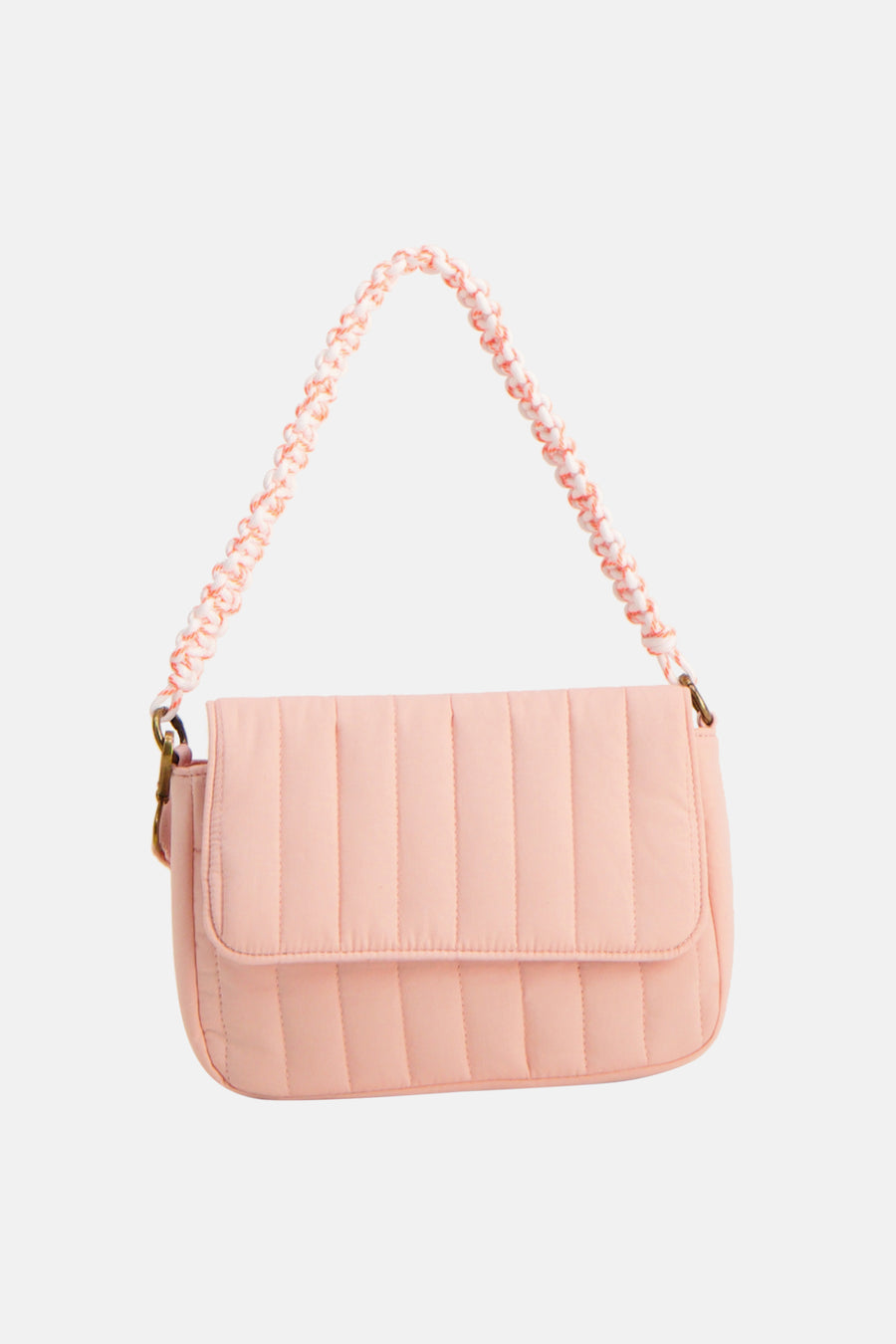 Roze gewatteerde schoudertas van PIECES® met gevlochten band.