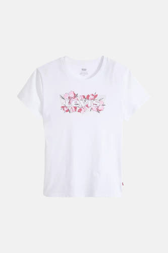 Wit T-shirt met korte mouwen van Levi's® met bloemenprint op de voorkant.