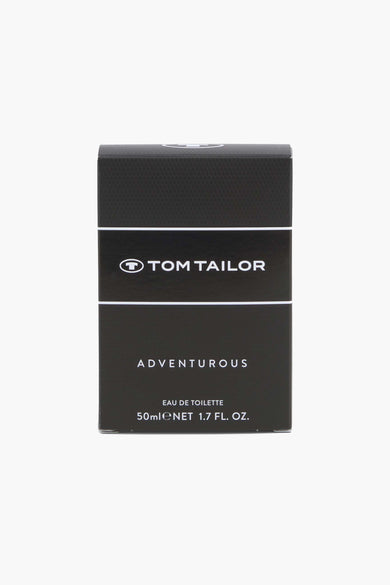 Zwarte parfum van Tom Tailor, in een doos met merknaam en productinformatie.