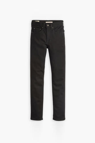 Jean droit noir de Levi's® avec poches classiques et coutures subtiles, sur fond blanc.